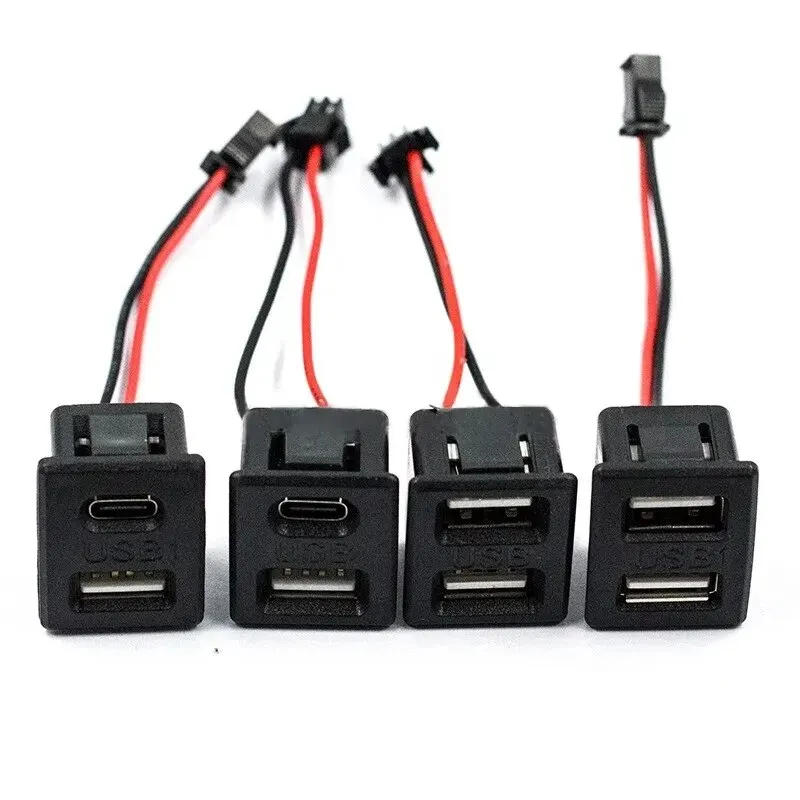 Description Picture 4 of item1Pcs Black Double Layer Usb Female Base Type-C Socket and Female Usb Lamp Charging Socket Power Socket With Cable Connector