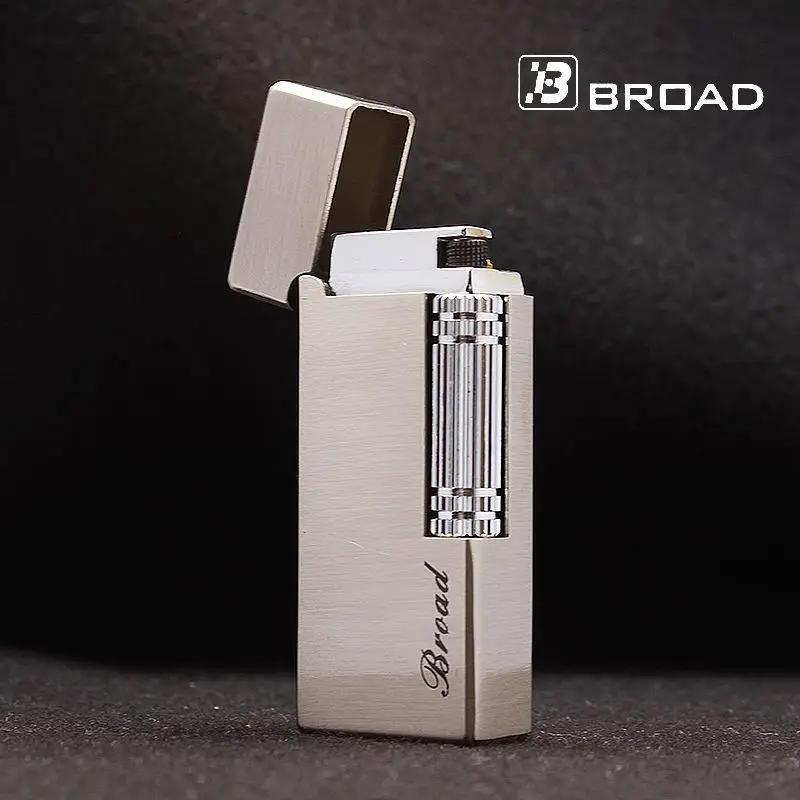 Description Picture 6 of itemBROAD Flint Gas Lighter Butane Side Slip Grinding Wheel Lighters Cigarettes Accessories Cigar Smoking Lighters Gadgets for Men