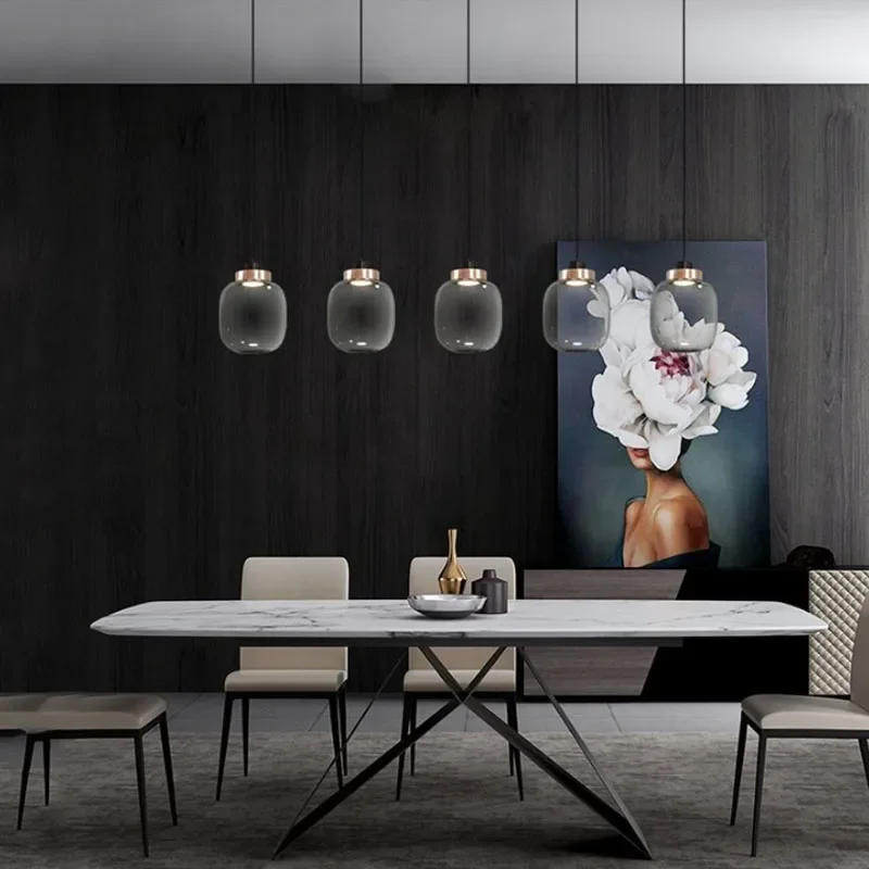 Description Picture 6 of itemNordic Style Glass LED Chandelier Minimalist Home Decoration Lamp for Bedroom Dining Room Hanging Pendant Light Ceiling Fixture