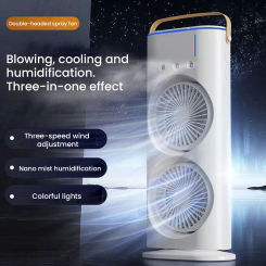 Portable Air Cooler Portable Air Conditioner Small Quiet Rechargeable Mini Desktop Cooling Misting Fan With Light 3 Speeds Fan