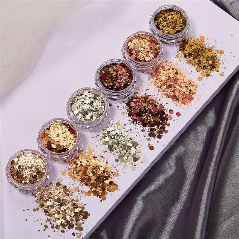 Description Picture 4 of item6color Rose Gold Silver Glitter Powder Sequins 3D Sparkly Paillette Charms For DIY Nail Epoxy Resin Candle Manicure  Decoration