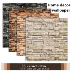 10M 3D Wallpaper Wall Sticker Household Decoration Wallpaper Foam Brick Wall Panel Sticker Self-adhesive Waterproof Living Room