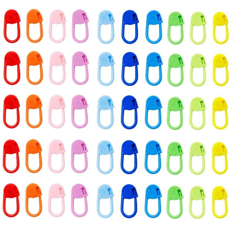 Description Picture 3 of item50/100Pcs Colorful Plastic Safety Pins Knitting Markers Crochet Stitch Clips for DIY Knitting Sewing Craft Clothing Accessorie