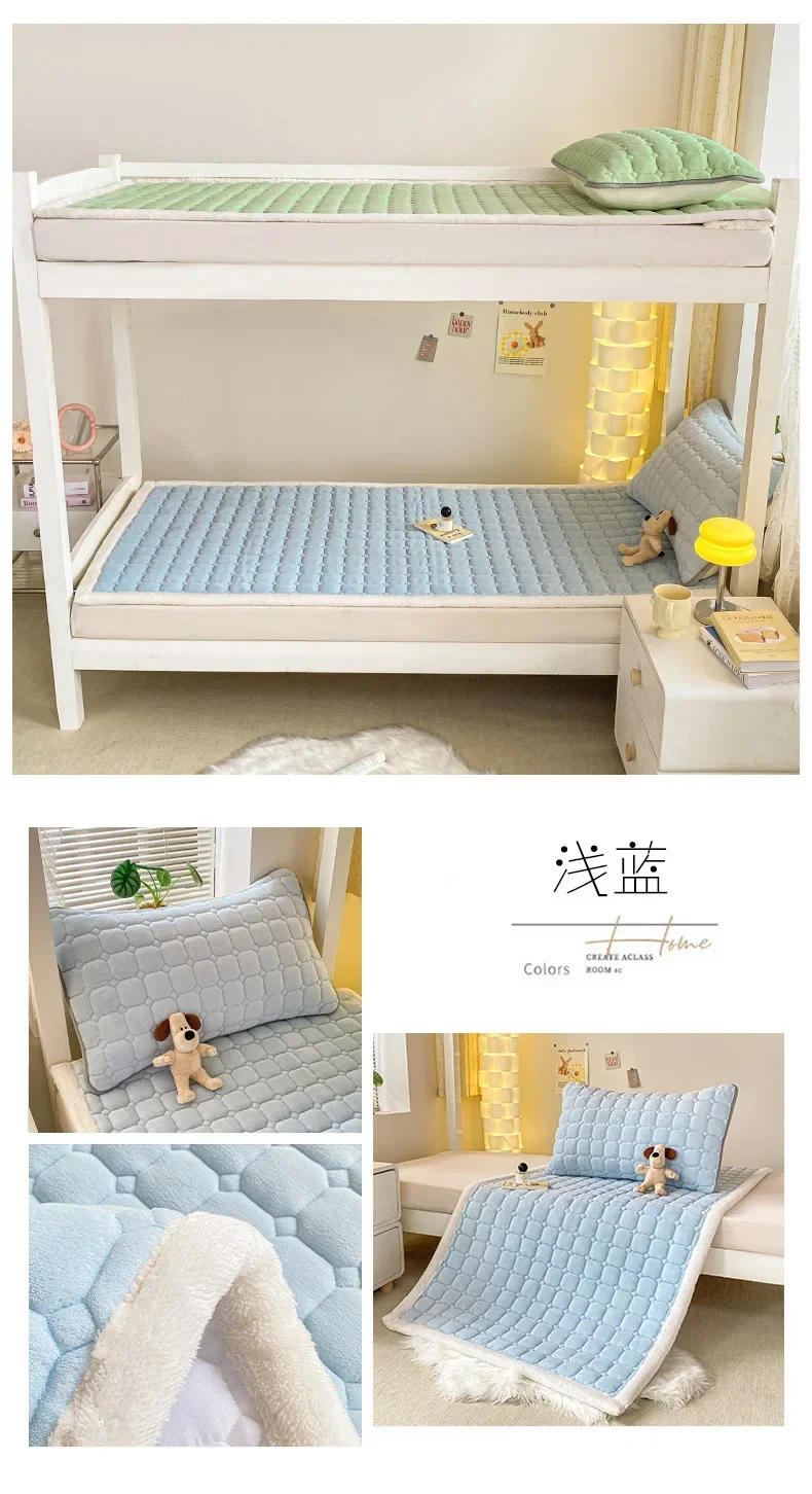 Description Picture 4 of itemMilk Velvet Bedspread King Size Bed Cover Quilted Mattress Pad Washable Mattress Protector Bed Linen Queen Bedsheet