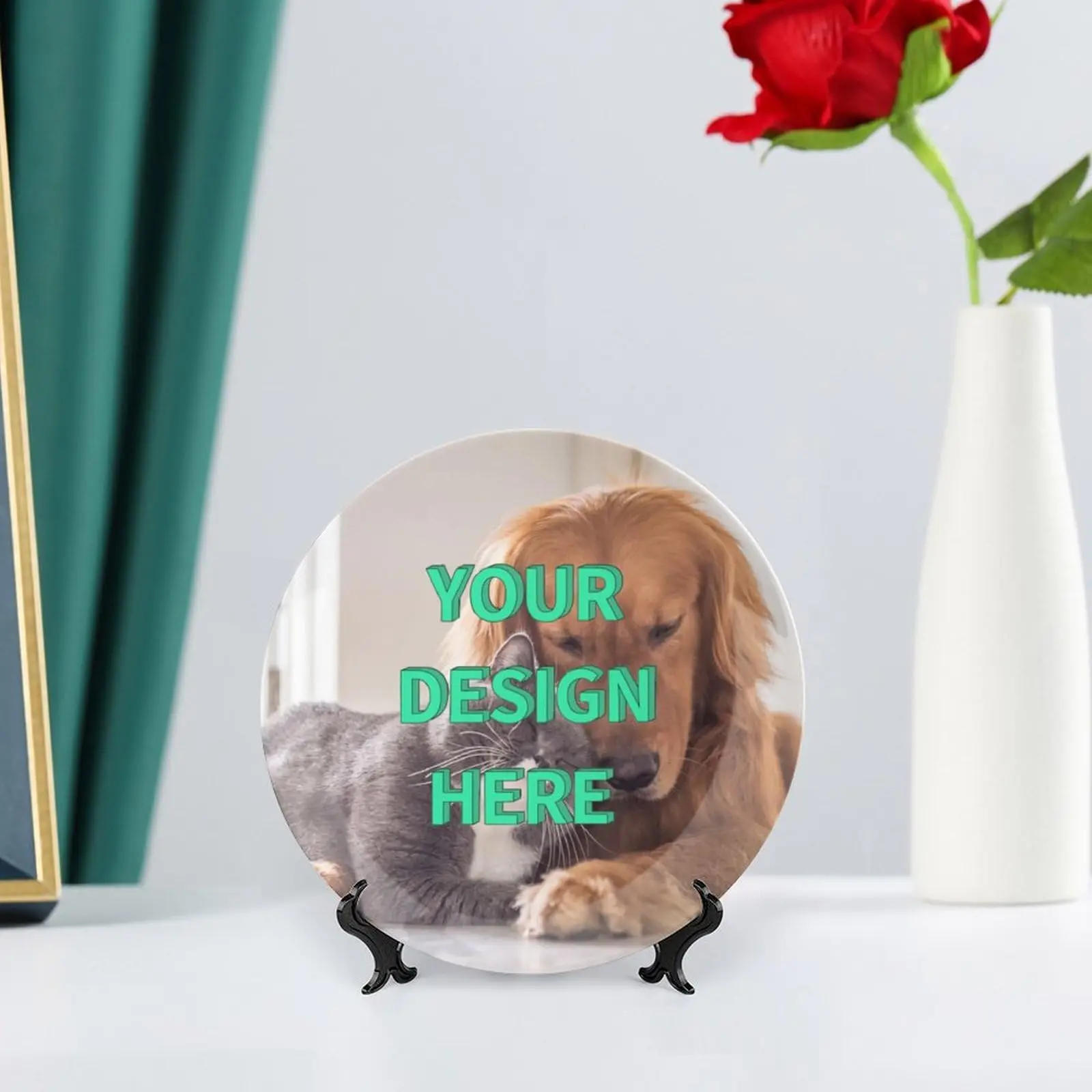 Description Picture 5 of itemEuropean Art Plate Ceramic Decorative Ornaments Dish Cake Candle Tray Retro Sign Board for Home Decor Sofa Background