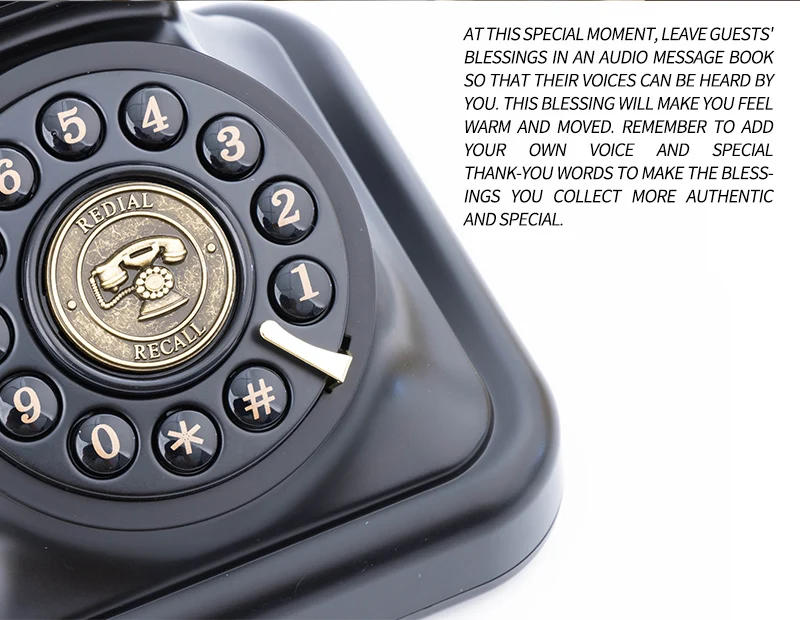 Description Picture 5 of itemClassic Audio Blessing Guest Book Phone Wedding Banquet Buest Voice Message Signature Book Confession Voicemail Telephone