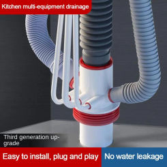50/75mm 6 Ports Kitchen Sink Downpipe Connector Basin Sewer Branch Drain Pipe Adapter Anti odor Dishwasher Water