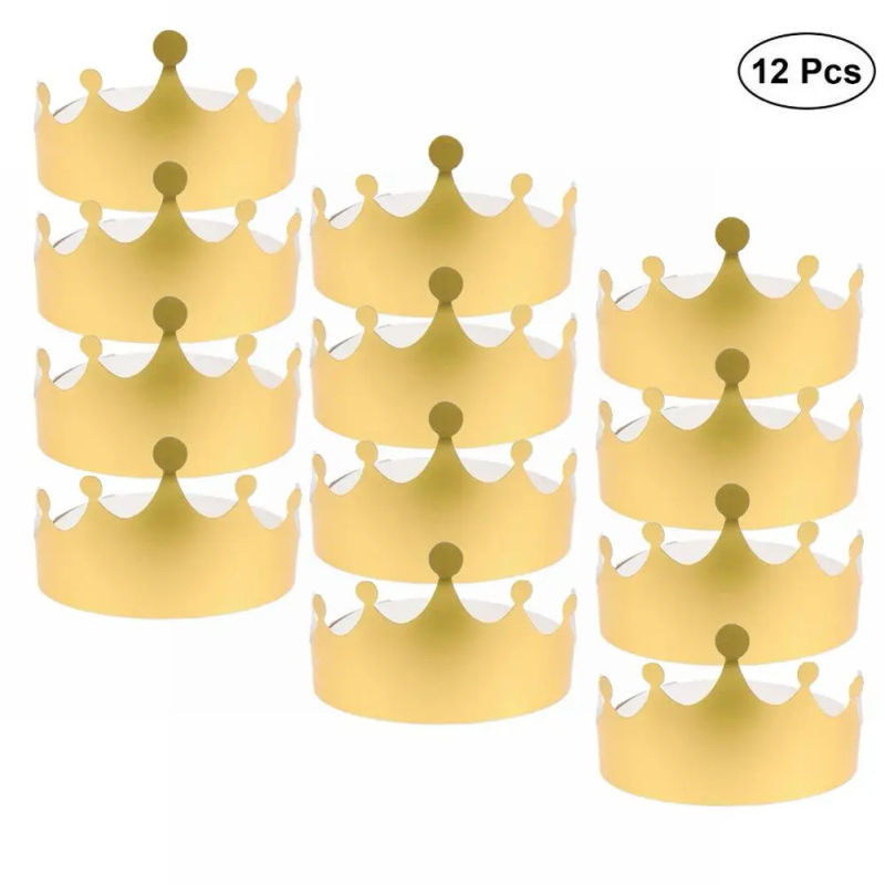 Description Picture 2 of item12PC Paper Crown Hats Party Supplies For Costume Bridal Shower Gold For Birthday Party Baby Shower Festive Party Supplie 19.5cm