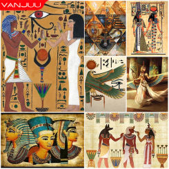 5D Diamond Embroidery Ancient Egypt Murals Diamond Painting Portrait Rhinestone Mosaic Picture Cross Stitch Kit Home Decor Gift