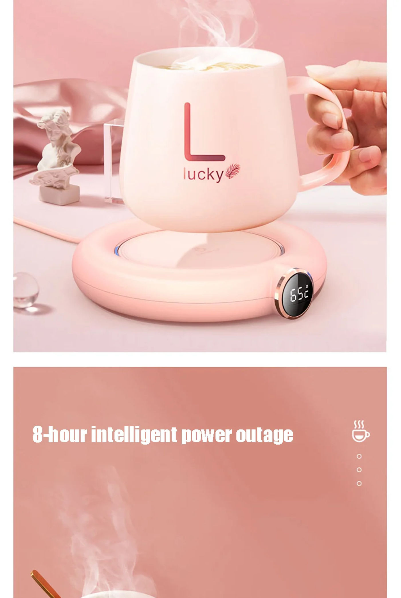 Description Picture 6 of itemMini Portable USB Cup Warmer 3 Gear Coffee Mug Heating Coaster Smart Thermostatic Hot Plate Milk Tea Water Heating Pad Heater