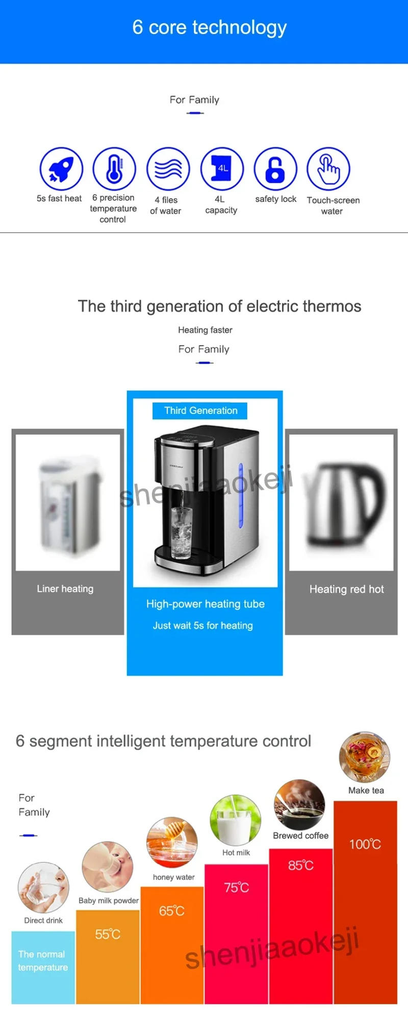 Description Picture 4 of itemhousehold instant electric kettle automatic power off kettle bottle hot water 220v 2200w RS-JR22F 1pc