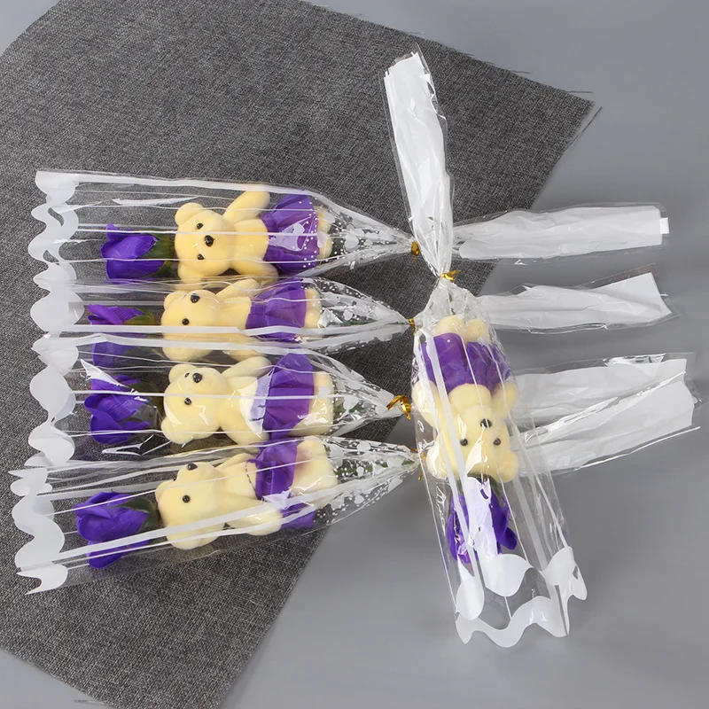 Description Picture 3 of itemRoses Soap Flowers Bouquet With Teddy Bear Romantic Wedding Favors Rose Soaps Flower For Valentine'S Gift Mother'S Day Gifts