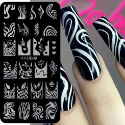 French Stripe Line Nail Art Templates Stamping Plate Flowers Print Texture Gel Stainless Steel Printing Stencil Manicure Product