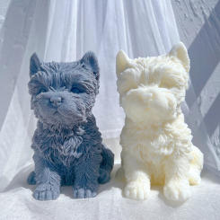 3D Animal Cute Puppies Statue Soy Wax Mould Dog Lover Gift Home Decoration Candle Mould Yorkshire Terrier Puppy Silicone Molds