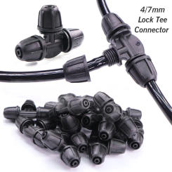 30PCS Garden 4/7mm Hose Lock Tee 1/4" 3-Way Connectors Greenhouse Plants Drip Irrigation Joint for Watering Tube Fitting Adapter