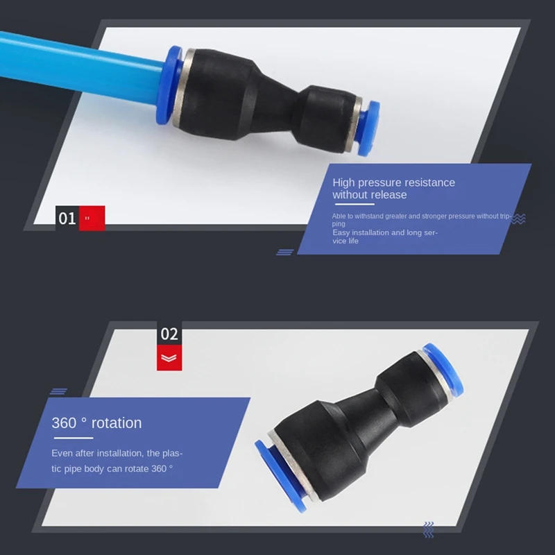 Description Picture 6 of item100PC Lot PG4-6Mm 6-8Mm 6-10Mm Air Pneumatic Fitting One Touch Into Straight Fittings Plastic Quick Connectors