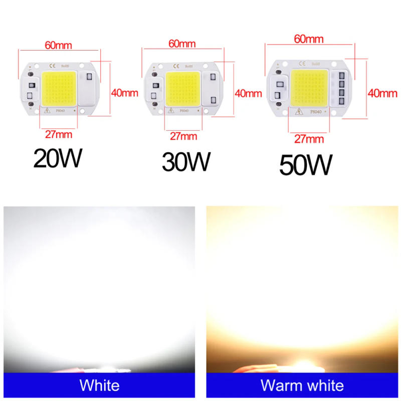 Description Picture 3 of itemLED COB Chip 20W 30W 50W AC 220V Smart IC No Need Driver LED Lamp Beads DIY Flood Light Spotlight floodlight outdoor chip light
