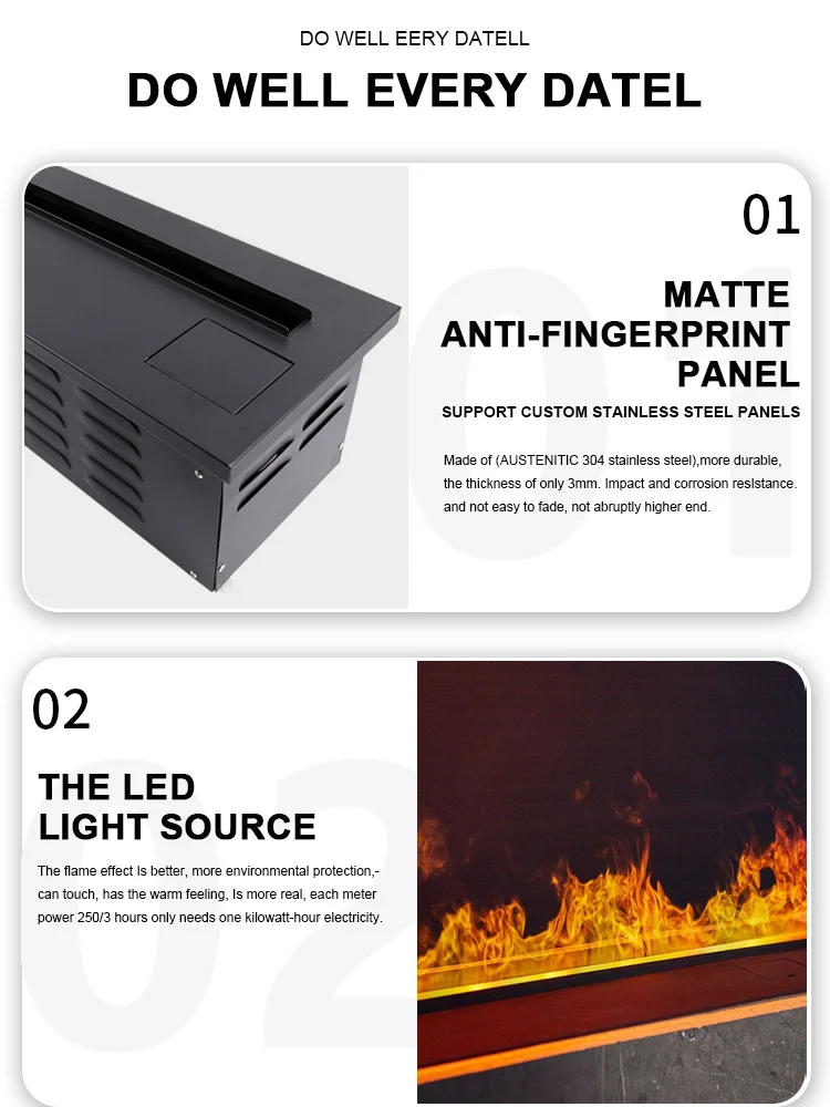 Description Picture 6 of itemNew Prima Custom Antomizing Clean Water Built In Electric 4D Vapor Steam Mist Fireplace