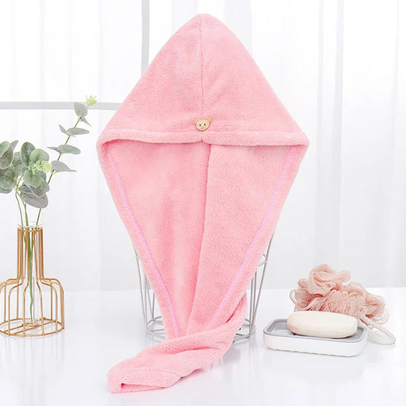 Description Picture 5 of item1PC Hair Drying Hat Quick-dry Microfiber Hair Towel Cap Hat Women Bath Hat Solid Towel Cap Super Absorption Turban Hair Dry Cap