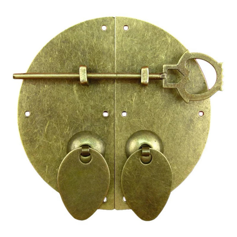 Description Picture 5 of itemKnock Pull Latch Handle Chinese Style Door Furniture Hardware With Bolts Vintage Wooden Box Lock Jewelry Box Furniture Lock