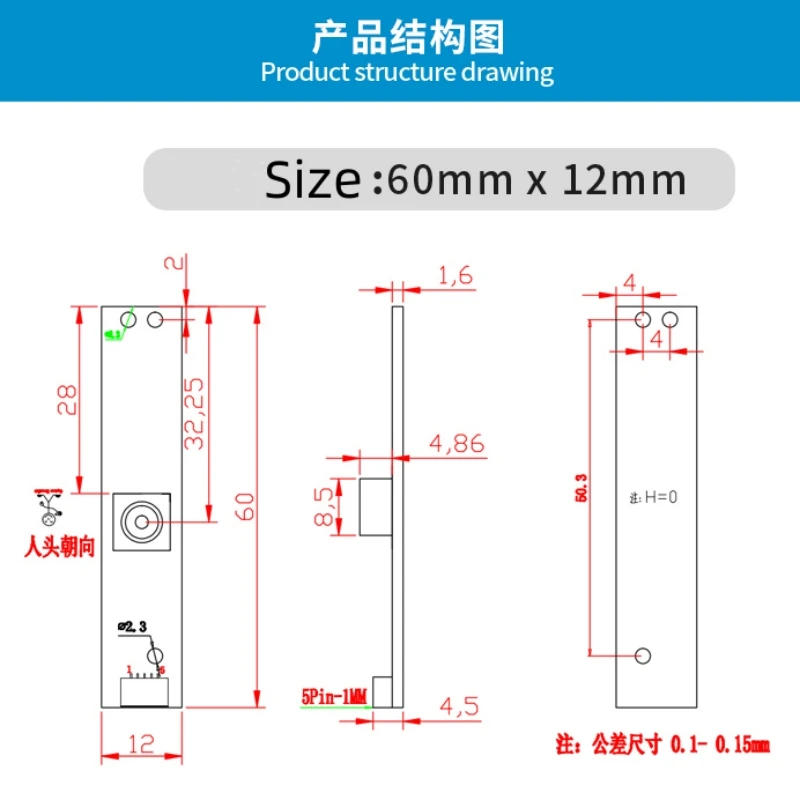 Description Picture 6 of item8MP 4K IP Camera Module CMOS IMX179 Autofocus 76 Degree High Speed 30fps USB Plug Play For Creality Falcon 2, Xtool, Lightburn