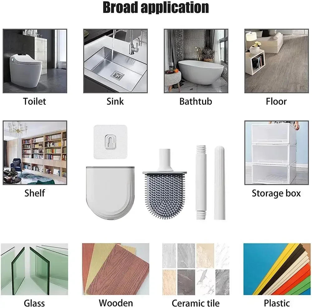 Description Picture 2 of itemWall Mounted Toilet Brush with Holder Flexible Toilet Bowl Cleaning Brush No Dead Corner Bathroom Cleaning Brush