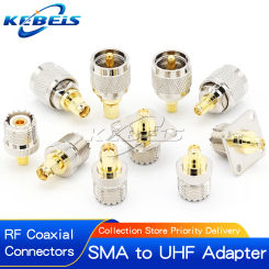 1PCS SMA to UHF M Adapter UHF SO239 PL259 to SMA Male Plug & Female Jack RF Coaxial  Connector Wire terminals Straight Brass
