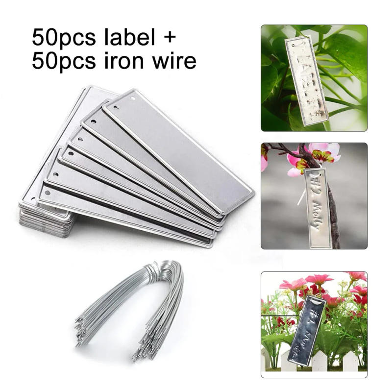 Description Picture 6 of item50pcs Aluminum Plant Labels Double Sided Metal Labels Tree ID Tag Waterproof Iron Wire Nursery Garden Labels Bonsai Sign Tag
