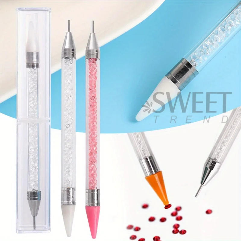 Description Picture 3 of itemDual-Ended Rhinestone Picker Pen With Tweezer Set Point Drill Wax Pencil Sticking Picking Dotting Jewelry Tools Decoration Kit