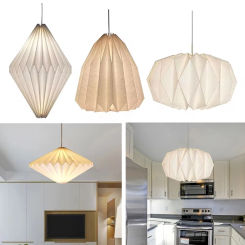 Nordic Paper Lampshade Creative Paper Origami Lantern Shade Foldable Hanging Pendant Lamp Cover for Living Room Chandelier Decor
