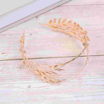 Bride Hair Leaves Headwear Wedding Headpieces Headwear Hair Accessory for Wedding Evening Party (Golden)