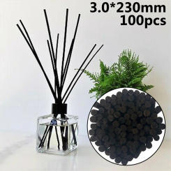100PCS Black Fiber Rattan Sticks Essential Oil Reed Diffuser Sticks Fragrance For Bedroom Office Car Air Freshener Home Decor