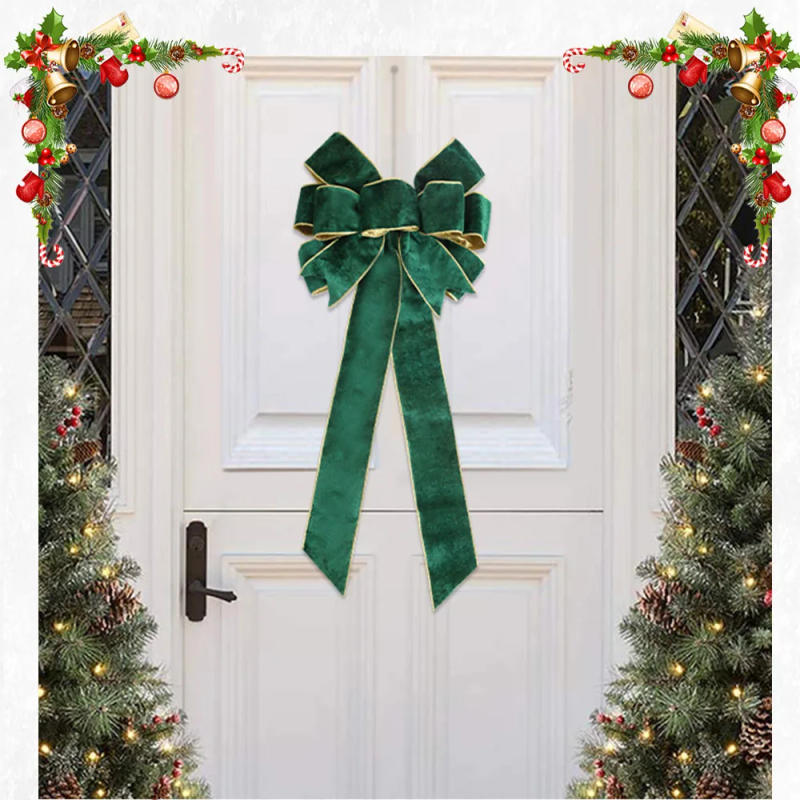 Description Picture 5 of itemCross-Border New 60cm Red Large Bow Christmas Tree Decoration Pendant Silk Edge Velvet Christmas Bow