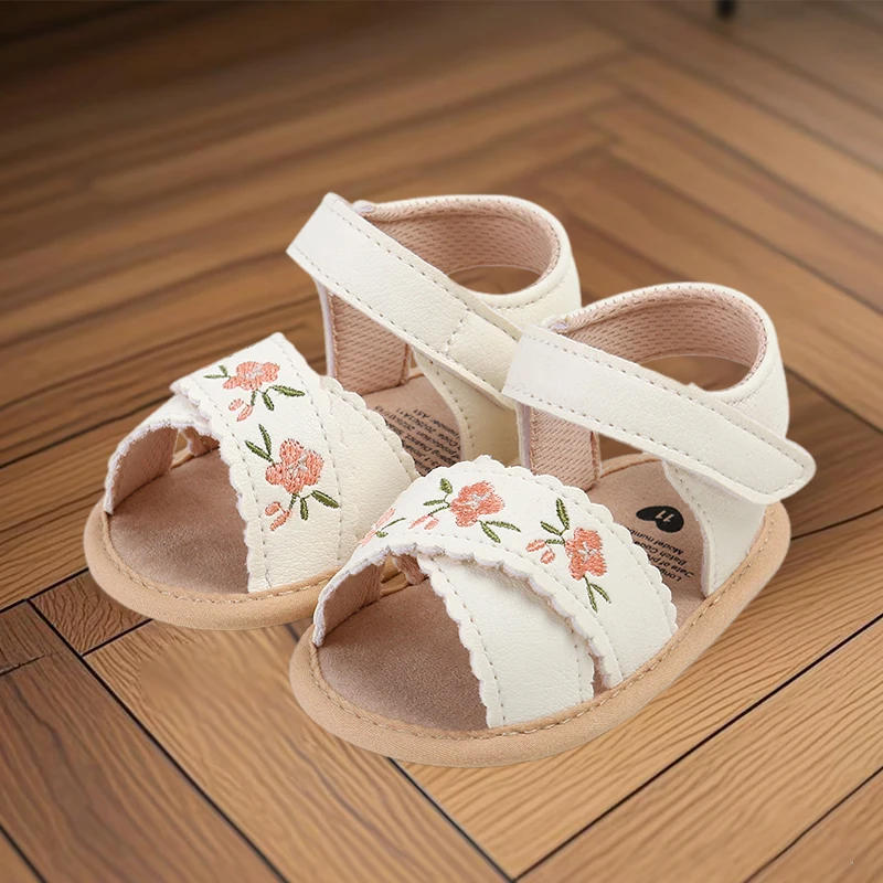 Description Picture 3 of itemFOCUSNORM 0-18M Lovely Baby Girls Sandals Shoes Flexible PU Leather Non-slip Flower Embroidery Summer Flats Shoes