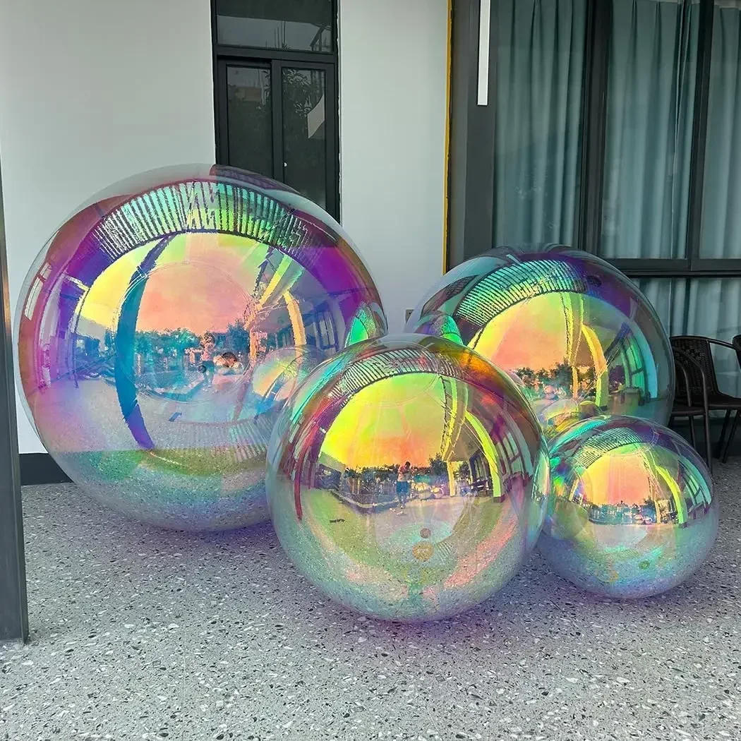 Description Picture 2 of itemIridescent Inflatable Mirror Ball Big Shiny Balls Airtight Giant  Balloon Large PVC Sealed Sphere For Wedding Decoration
