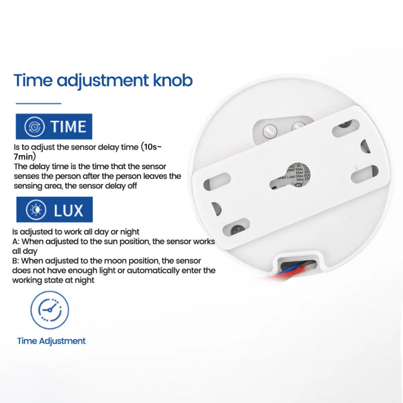 Description Picture 6 of itemAC 85-265V Infrared PIR Motion Sensor Switch with Time Delay 360° Cone Angle Detecting Induction Sensor For LED Ceiling Light