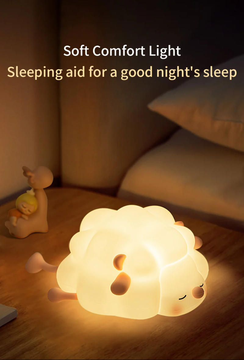 Description Picture 6 of itemLED Night Lights Cute Sheep Panda Touch Sensor Silicone Lamp USB Rechargeable Timing Room Decor nightlight Kids Birthday Gifts