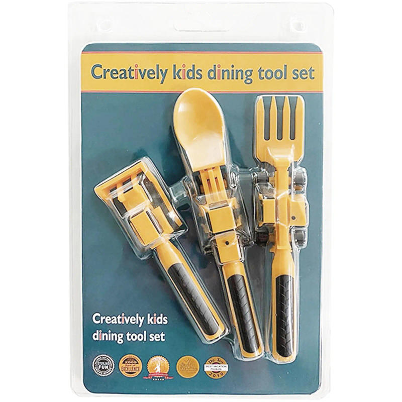 Description Picture 4 of itemNew Creative Children's Car Tableware Set Dinner Plate Spoon Bulldozer Excavator Shovel Fork Dinnerware Sets Kitchen Tableware