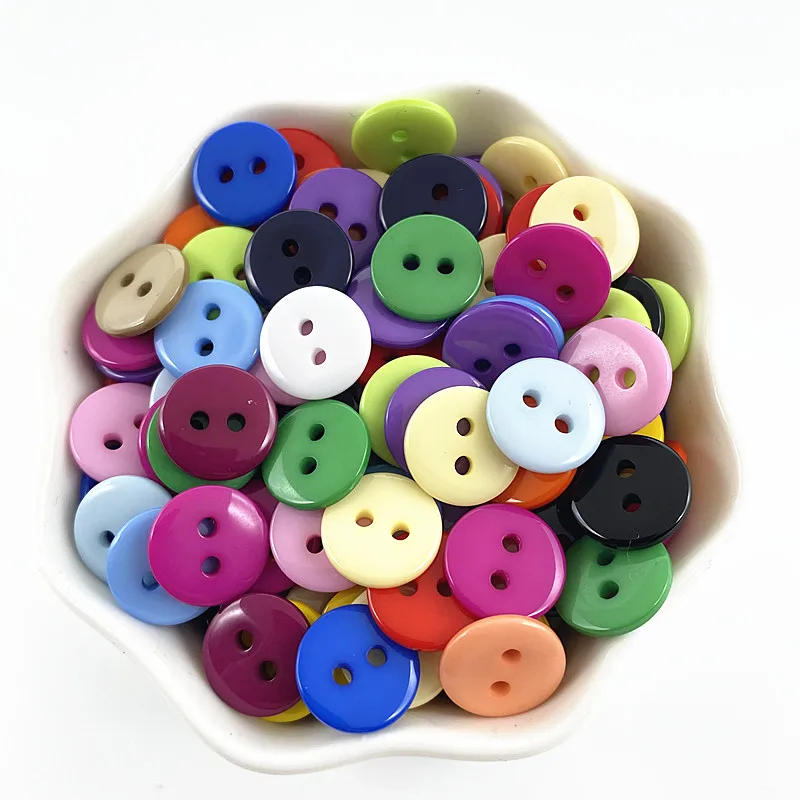 Description Picture 5 of itemNew 50pcs 11.5mm Colours Double Eye Bread Button Round Resin Sewing Buttons Diy Scrapbooking Multicolour