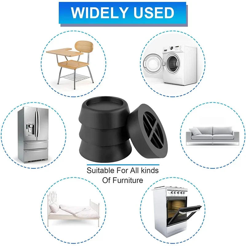 Description Picture 4 of item4Pcs Furniture Anti Vibration Pads Noise-reducing Rubber Feet for Washing Machine Universal Leg Base Mats