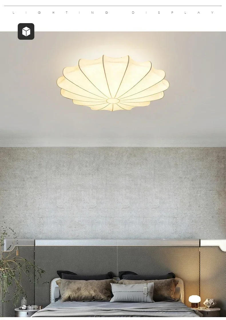 Description Picture 4 of itemNordic Silk Ceiling Light Wabi Sabi Japanese Petal Chandelier Ceiling Light Retro Living Room Bedroom Lustre Lights Lamparass