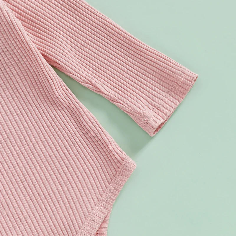 Description Picture 6 of itemBaby Girl Fall Outfits Solid Ribbed Long Sleeve Romper with Plaid Belted Pants and Headband 3Pcs Set