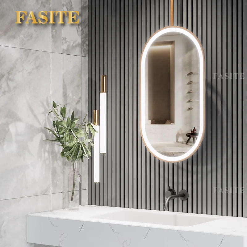 Description Picture 3 of itemOval Bathroom Mirror Led Light Wall Mounted Large Illuminated Shower Mirror Make Up Espejo Bano Aesthetic Room Decor EB5BM