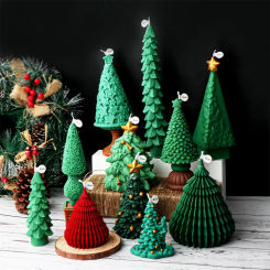 3D Origami Christmas Tree Candle Silicone Molds for Candle Making Xmas Pine Tree Soap Molud DIY Cake Decoration Bath Bomb