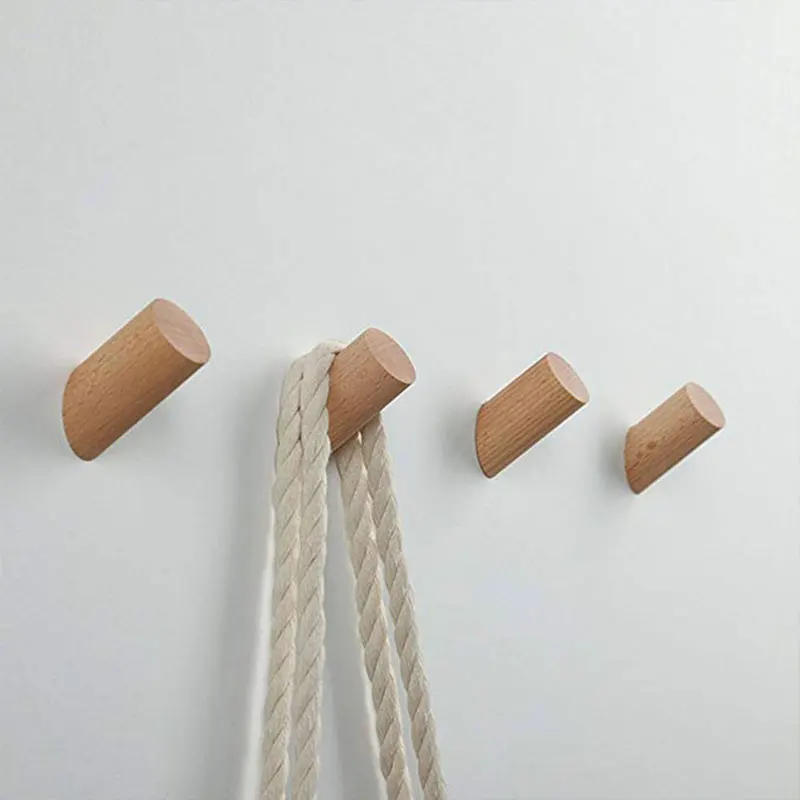 Description Picture 5 of item4/2/1Pcs Wooden Hooks Wall Mounted Clothes Scarf Hat Coat Hook Simple Room Decor Storage Hanger Towel Rack Home Organizer