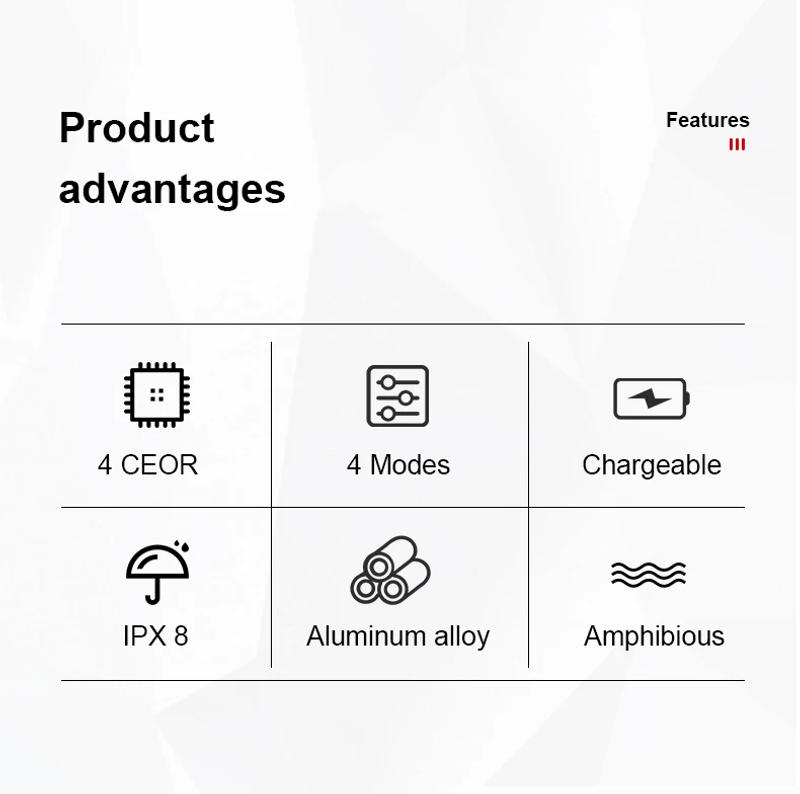 Description Picture 4 of itemSuper Bright Diving Flashlight Professional Underwater Diving Torch Powerful XHP300 Spotlight IP8 Waterproof Scuba Diving Light