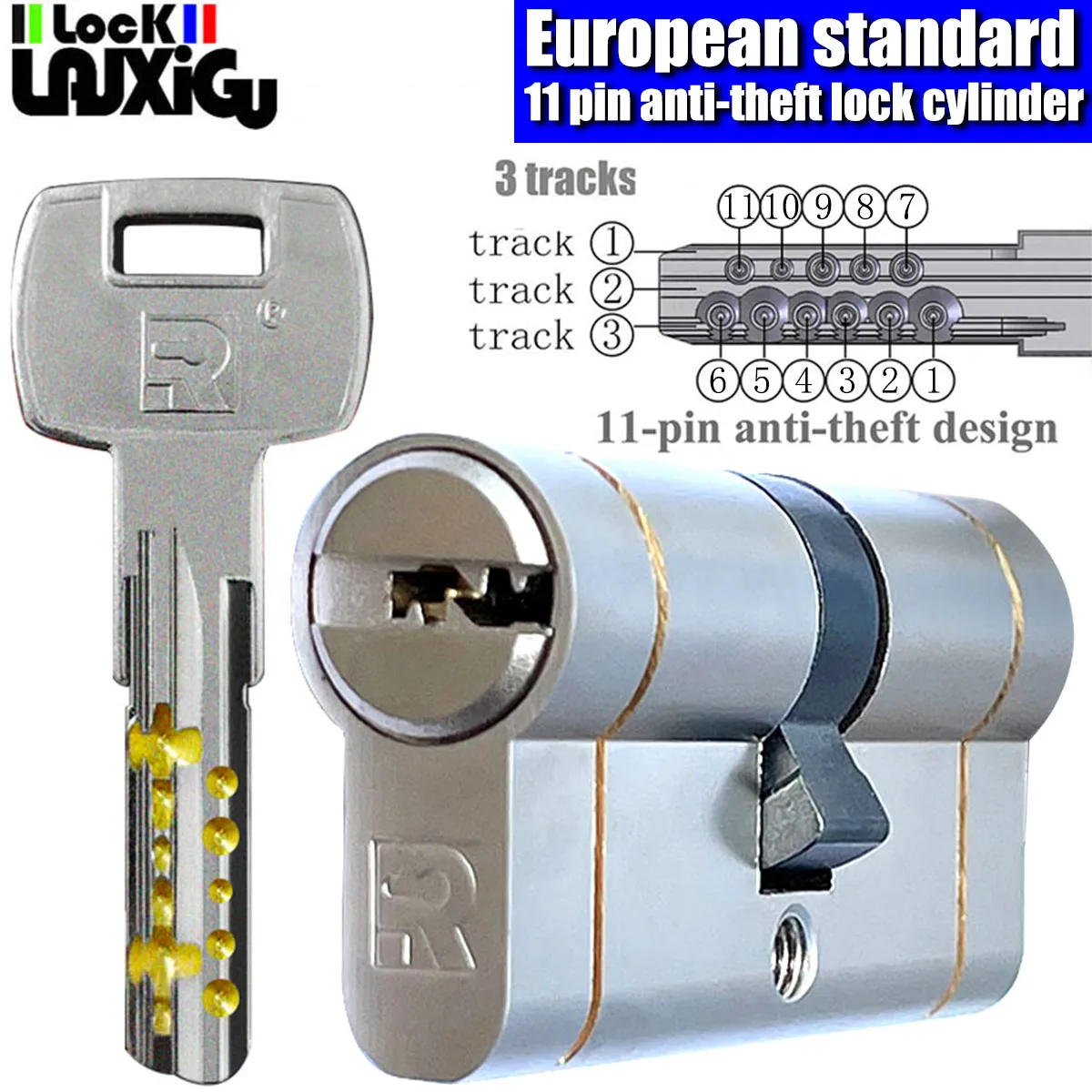 Description Picture 5 of itemCustomize the same key to open all cylinder doors European standard high quality Door lock 11-pin anti-theft lock cylinder