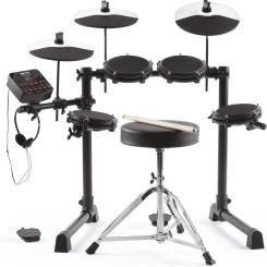 Drums Debut Kit – Kids  Set With 4 Quiet Mesh Electric Pads, 120 Sounds,  Stool,  Sticks