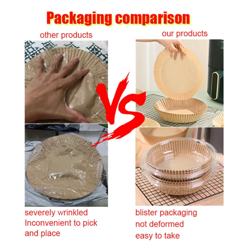 Description Picture 4 of item50pcs Non-Stick Disposable Air Fryer Liners  Parchment Paper for Baking Roasting Microwaving Oil Water Proof Blister Packaging