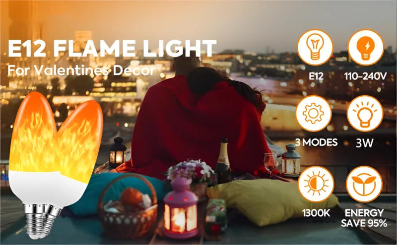 Description Picture 6 of itemLED E27 E14 B22 USB Atmosphere Light Flame Flashing Candle Light 220V 110V Book Lamp Lighting Cigarette Lighter Effect Light